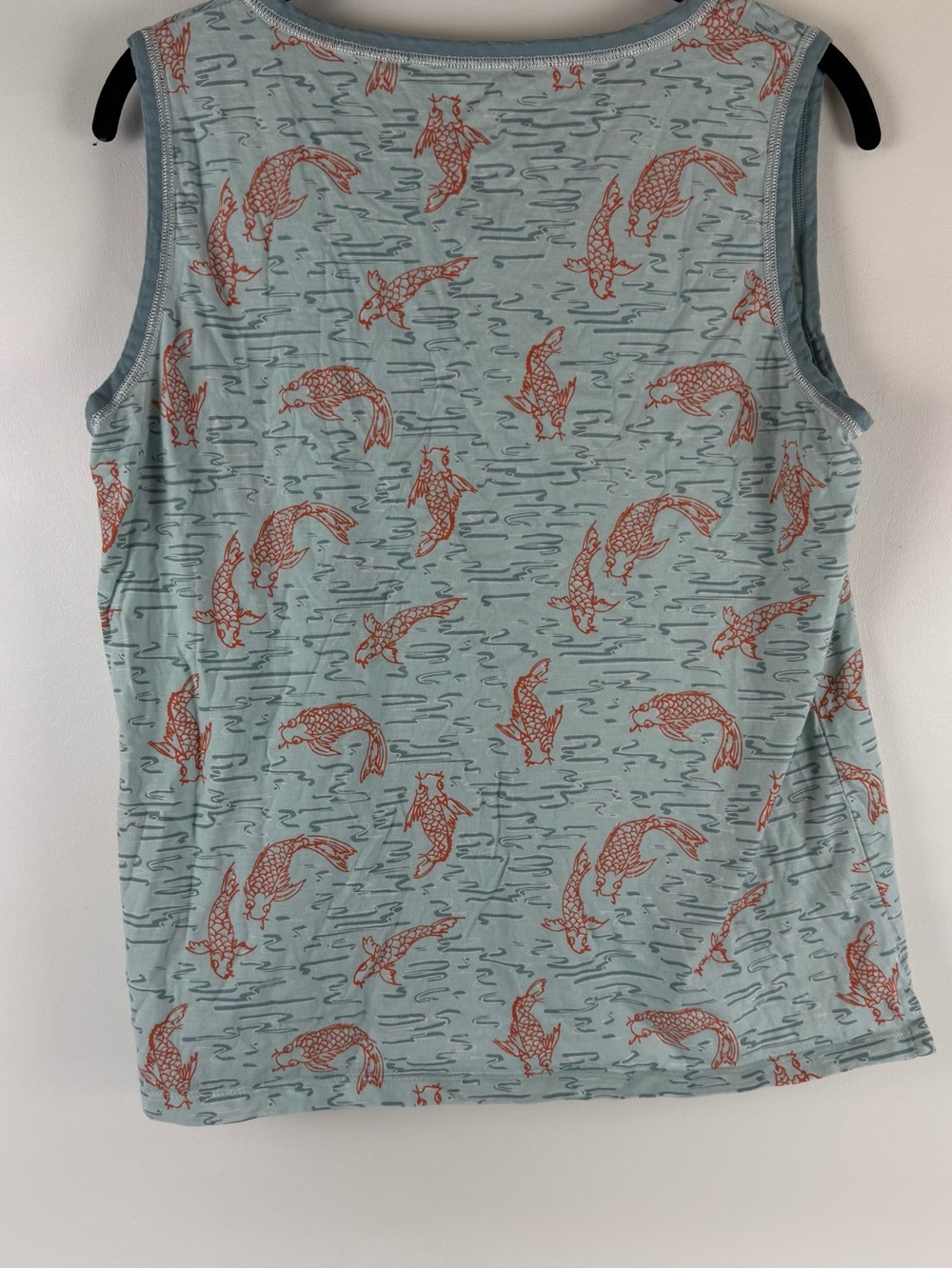 Garnet Hill Green Cotton Koi Fish Pajama Set L Blue Orange Cami Shorts - Picture 9 of 10
